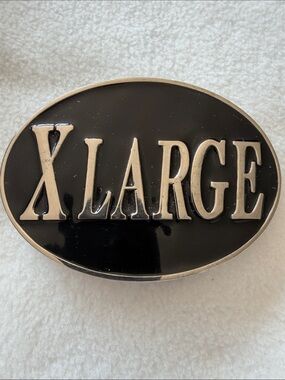 XLARGE Streetwear Brand Logo Oval Black Enamel Belt Buckle